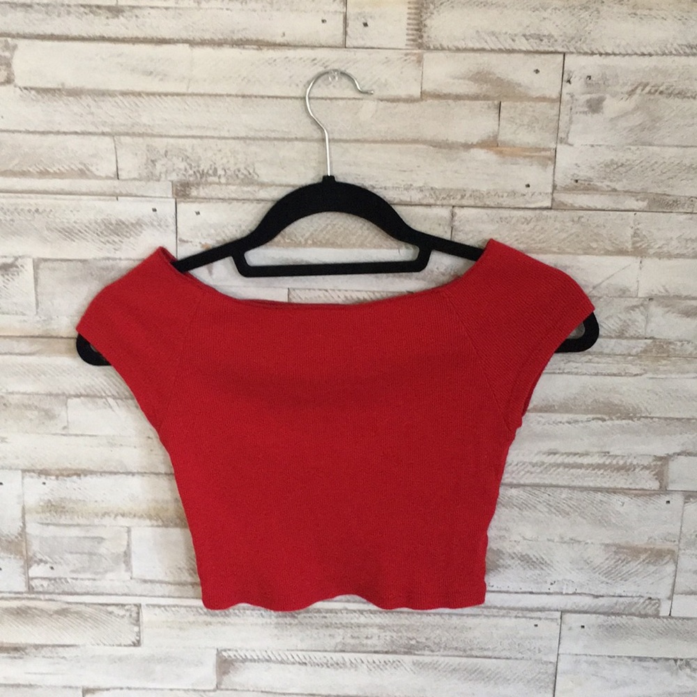 Brandy off the shoulder red crop top